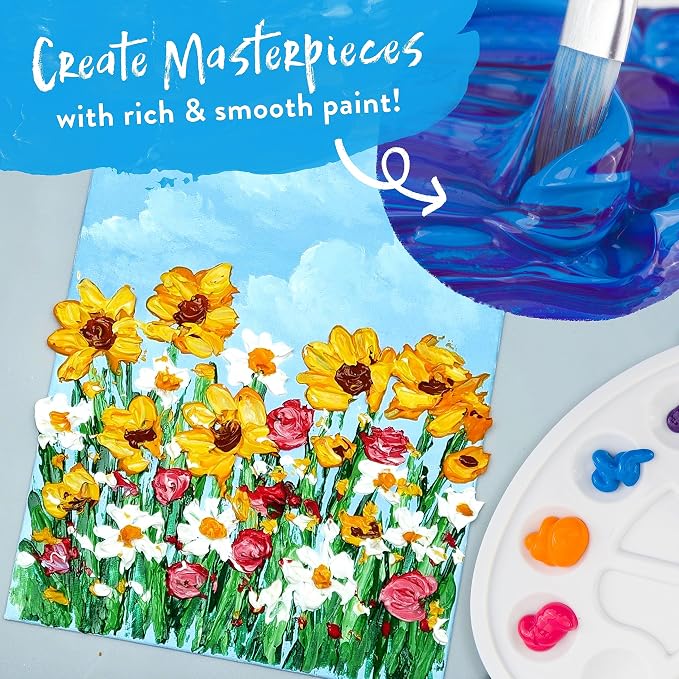 Chalkola 40 Acrylic Paint Set for Adults with 24 Acrylic Paints kit (22ml), 10 Painting Brushes, 5 Canvas for Painting (8x10) & 1 Palette | 10 Painting Brushes, 5 Canvas for Painting (8x10) & 1 Palette - Art Paint Supplies Set for Kids, Beginners, Arti...
