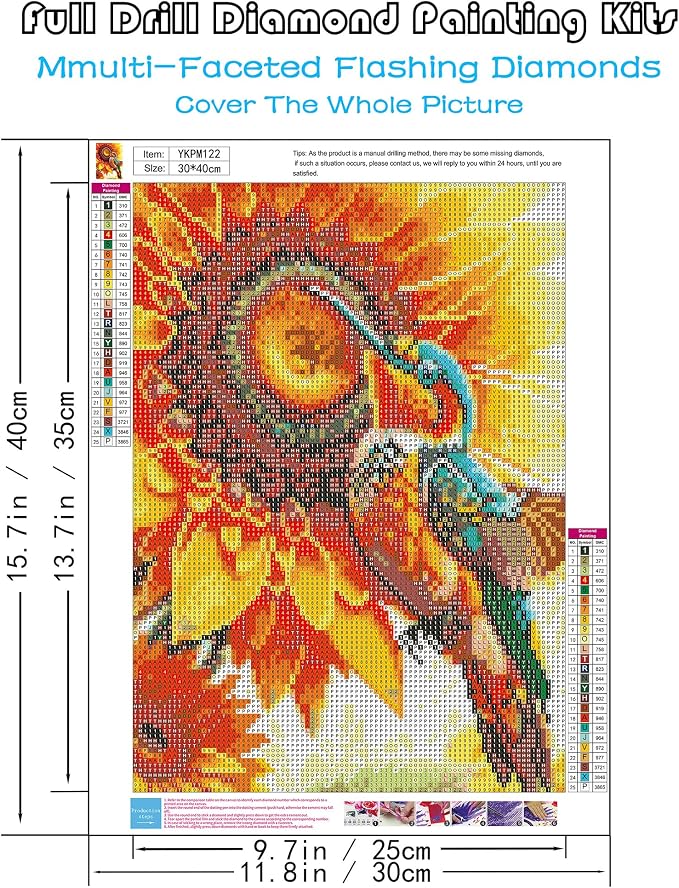Hummingbird Diamond Art Kits for Adults, Bird Diamond Painting for Adults