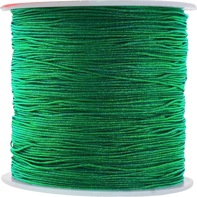 Mandala Crafts 0.5mm Dark Green Rattail Nylon Satin Cord for Jewelry Making