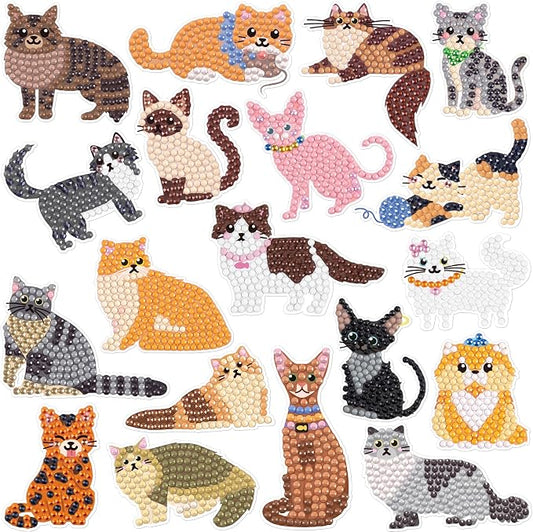Labeol Diamond Art Kits for Kids Boys and Girls Ages 6-8-10-12 Easy to DIY Creative Diamond Art Sticker Craft by Numbers Kits for Kids and Adult Beginners (Cat)