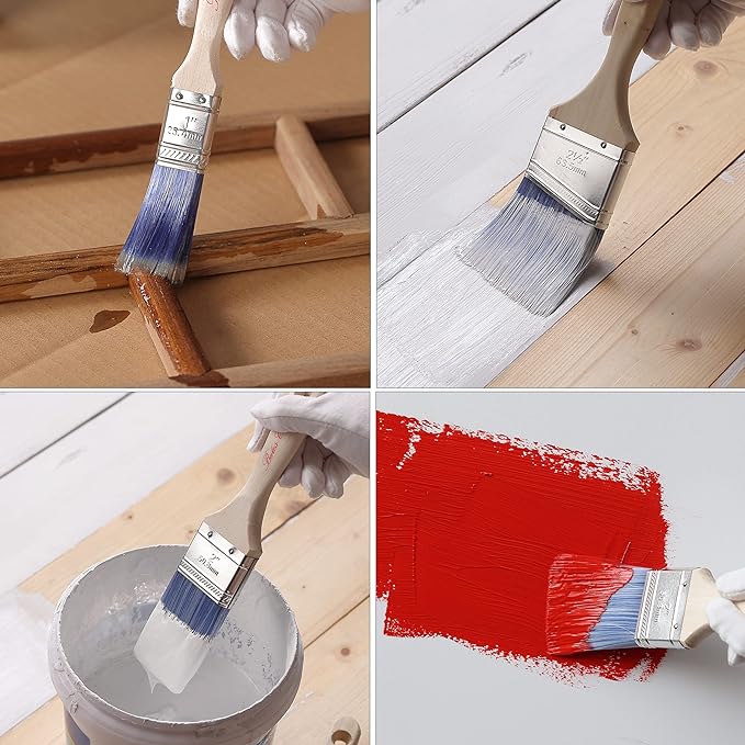 Bates- Paint Brushes, 2.5-Inch, 12 Pack, Treated Wood Handle, Paint Brushes for Walls, Stain Brush, Wall Paint Brushes, Furniture Paint Brush, Paint Brushes for Painting Walls, Painting Brush