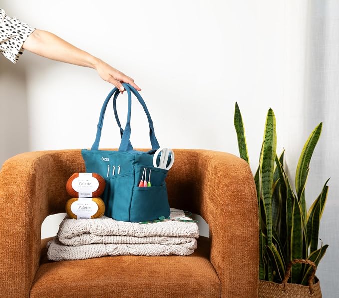 Soolla Studio Bag: Art Supply Storage Organizer & Pottery Tool Bag, Washable Tote, Yarn Bag, Crochet, 30 Pockets, 15+ Colors