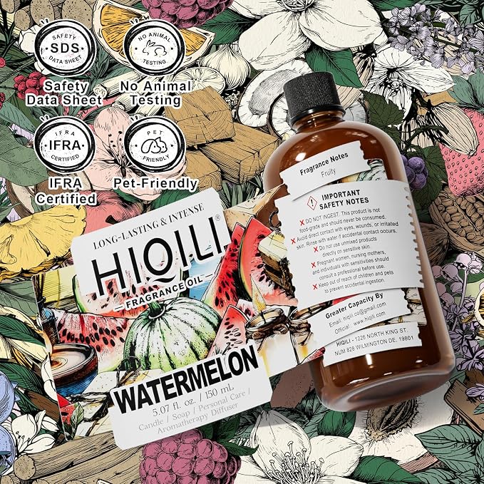 HIQILI Watermelon Fragrance Oil for Diffuser, Candle & Soap Making