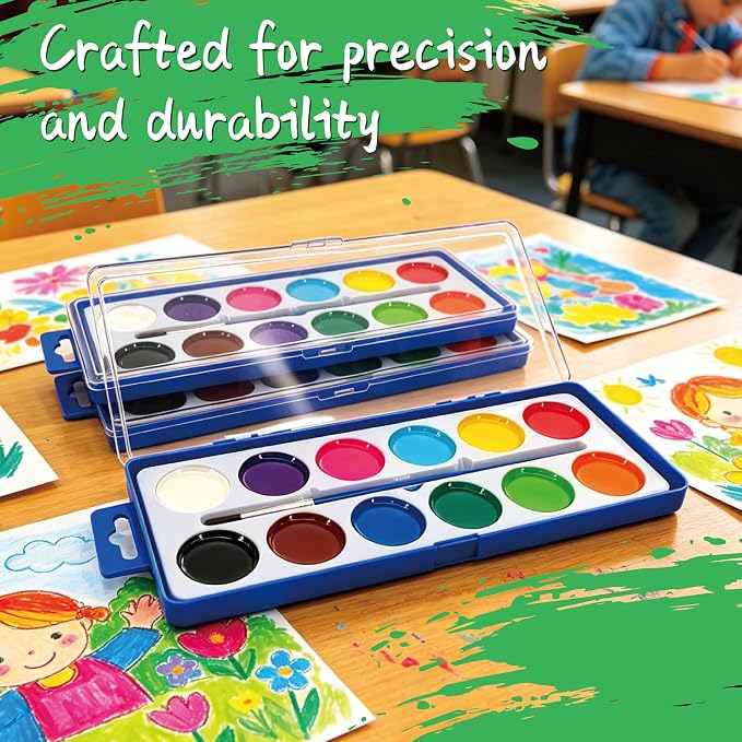 30 Pack Watercolor Paint Set Bulk – 12 Colors Washable Watercolor Paints with Brushes for Kids & Adults | Watercolor, Watercolor Paint, Water Color Paint Sets for Kids, Watercolors, Water Paint Set, Acuarelas, Kid Watercolor Paint Set, Watercolor Sets ...