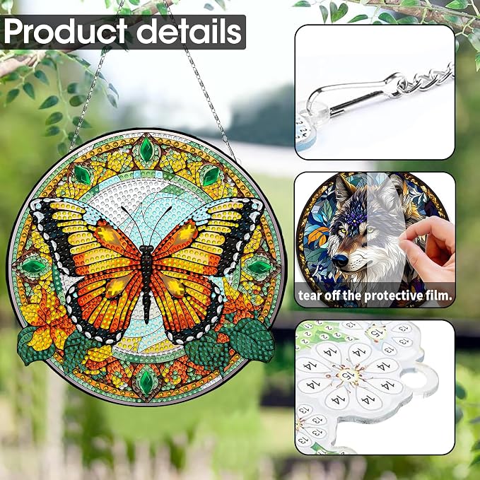 SKRYUIE Butterfly Hanging Pearl Diamond Art Kits for Adults Suncatcher A51