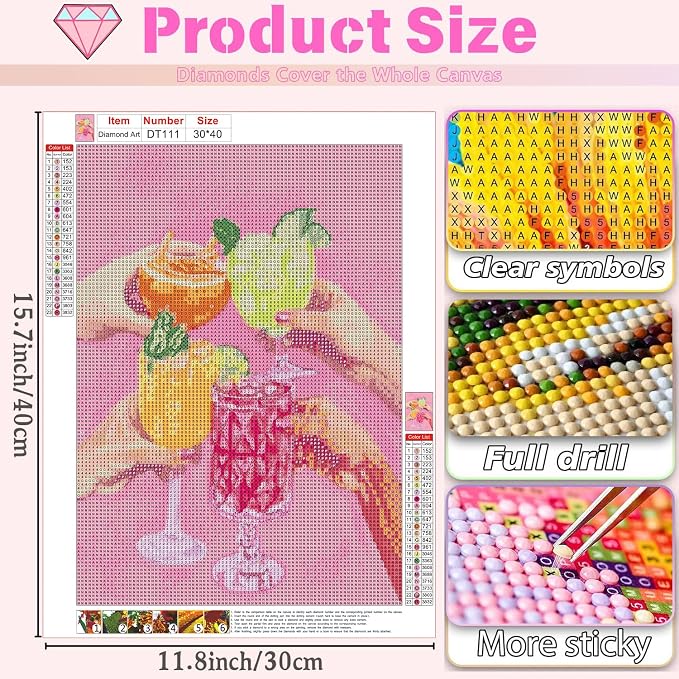 DAZZLEDOTS Diamond Art Kits, Colorful Cocktails Diamond Painting Kits