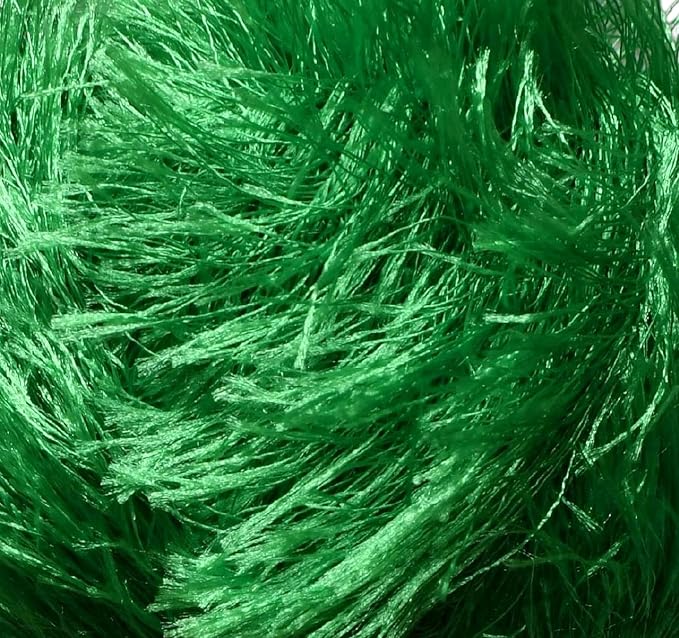 Eyelash Fun Fur Yarn Premium 100% Polyester 164 Yds (150 Mt), 3.53 Oz (100 Gr) Colorful Crochet Yarn Dıy Hand Knitting. (Green, 1 Skein)