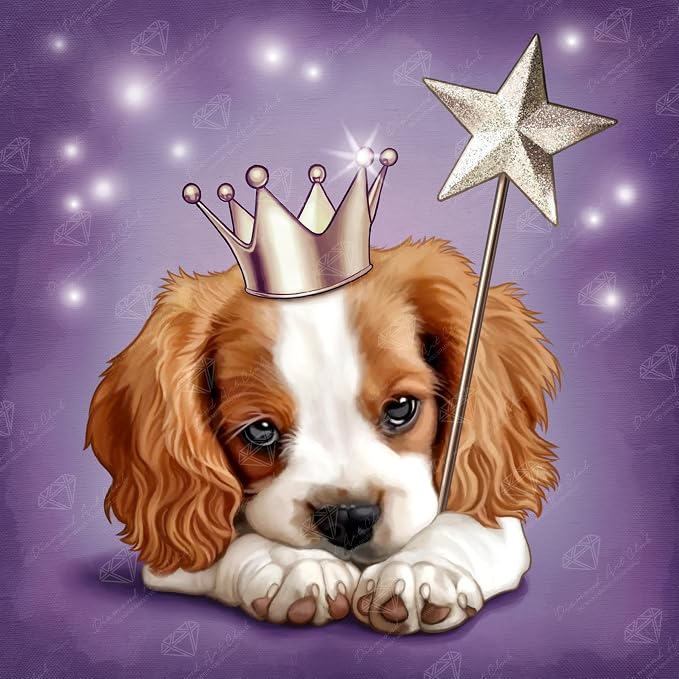 DIAMOND ART CLUB Night Fairy King Charles Puppy Diamond Art Kits for Adults
