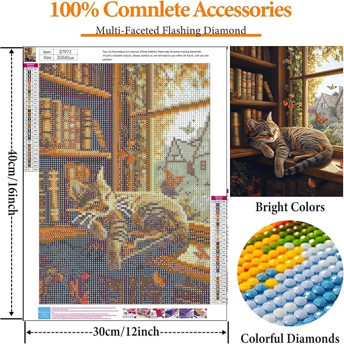 bleihum Diamond Art Kits for Adults Cat- Cat Diamond Painting Kit 12x16inch