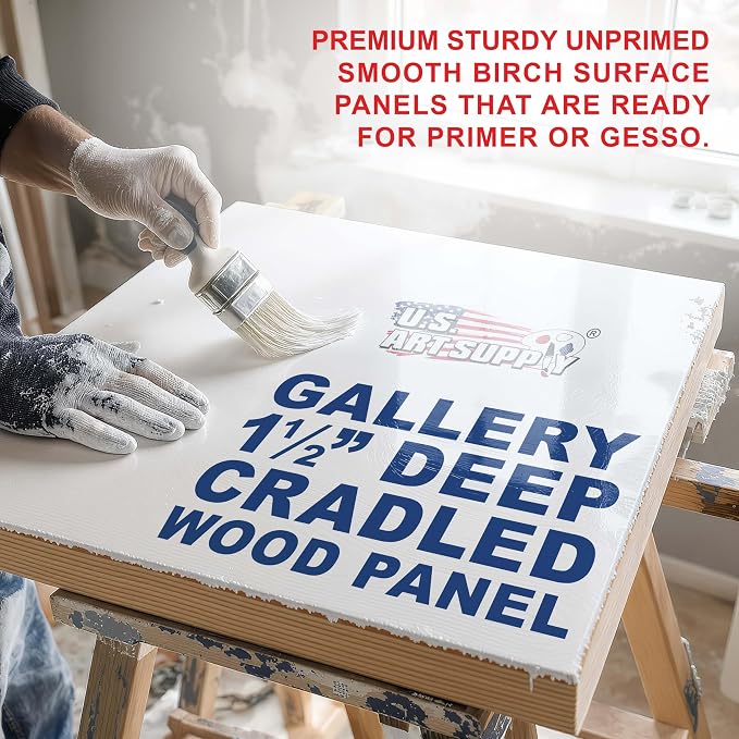 U.S. Art Supply 4" x 4" Unfinished Cradled Wood Panels for Painting