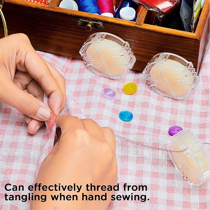 Maitys 1 Pcs Thread Wax Beeswax for Hand Sewing,White, Clear Case | Conditioner for Embroidery Quilting, Strengthens Sewing Line Reduces Fraying, Clear Case Storage, Natural Beeswax Formula