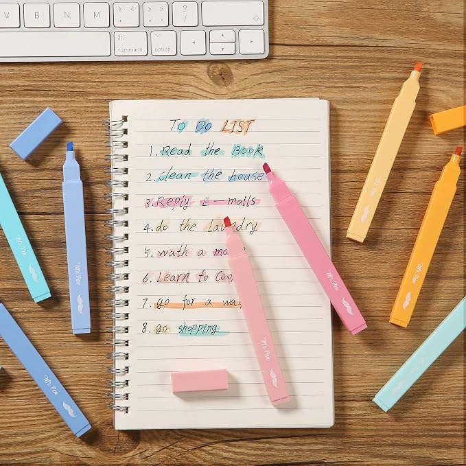 Mr. Pen- Aesthetic Highlighters No Bleed, 8 Pack, Assorted Colors | Chisel Tip, Cute Highlighters Assorted Colors for Journaling, Highlighting, Underlining, Fast Dry, Back to School Supplies