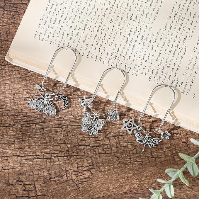 Paperclip Metal Planner Bookmark - 3 PCs Gothic Moth Gifts