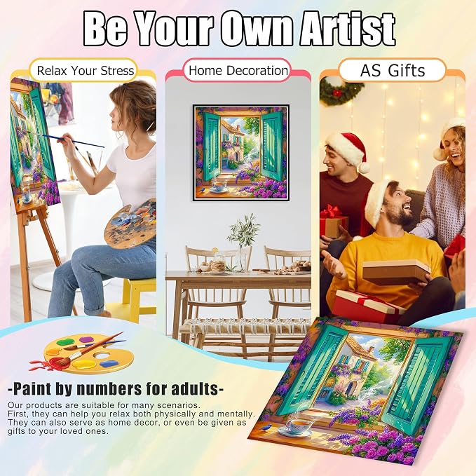 Ycydilirab Landscape Paint by Number Adult - Paint by Numbers Kits for Adults,Canvas Paint by Numbers for Adults,Drawing Colorful Paintworks Artwork for Adult Home Wall Decoration and Gifts16x16inch