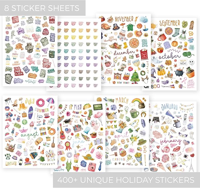 Aesthetic Monthly Planner Stickers - Holiday Sticker Set for Your Calendar