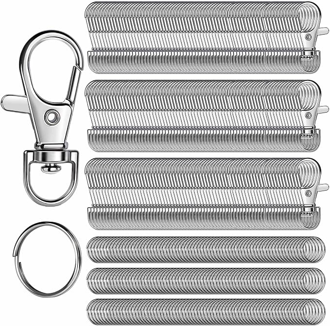 LEOBRO 480PCS Lobster Claw Clasps and Key Rings, Keychain Making Kit - 240PCS Keychain Clips and 240PCS Key Chain Ring, Split Rings, for Key Chains, Crafts, Lanyard, Key, Jewelry Making