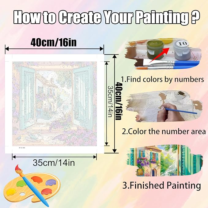 Ycydilirab Landscape Paint by Number Adult - Paint by Numbers Kits for Adults,Canvas Paint by Numbers for Adults,Drawing Colorful Paintworks Artwork for Adult Home Wall Decoration and Gifts16x16inch