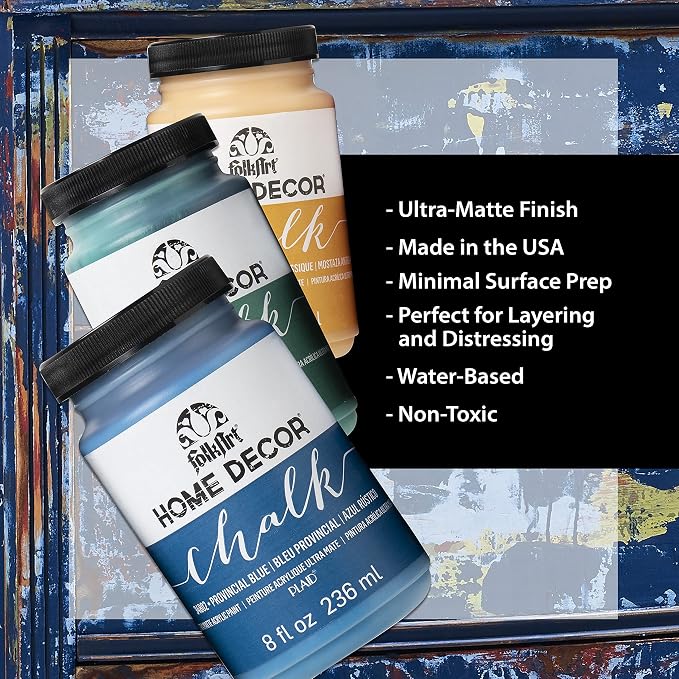FolkArt Home Decor Chalk Furniture & Craft Paint in Assorted Colors, 8 ounce, Parisian Grey