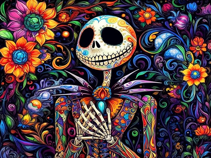 Meothan Diamond Art Kits for Adults Halloween Diamond Painting Kit 12x16in | 5D Nightmare Before Christmas Diamond Art Kit for Adult, Skullhead Jack Diamond Dots Gem Art Kits for Home Wall Decor Gifts