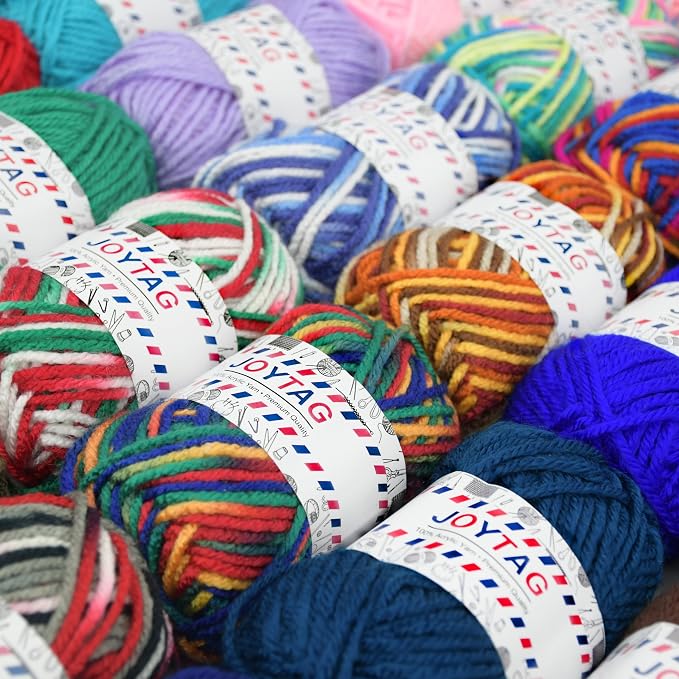 30 Acrylic Yarn Skeins,Multicolor Crochet Acrylic Yarn for Crocheting and Knitting,with Crochet Hooks Knitting Needles Stitch Markers,Crochet Starter Kit for Beginners(1950 Yards/750g)