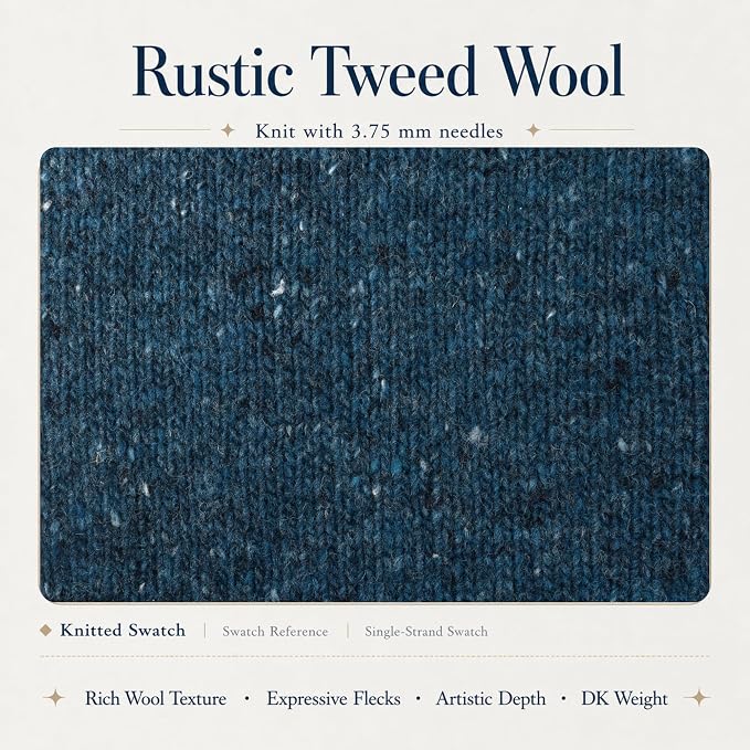 Rustic Tweed Wool Yarn, 1oo% Australian Wool, DK, 4 Skeins 200g/656yds (3149 Deep Peacock Fleck), Wool Yarn for Knitting | Bright Flecks | Warm Handmade Character