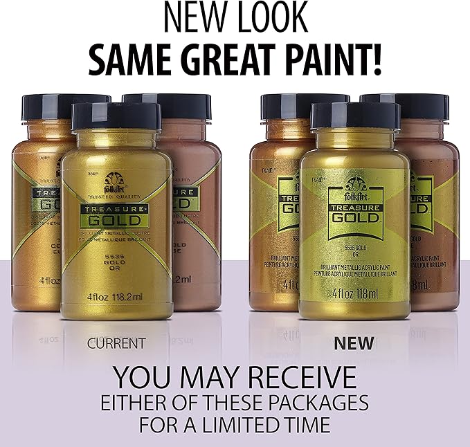 FolkArt Treasure Gold Brilliant Metallic Paint, 4 oz, Antique Silver