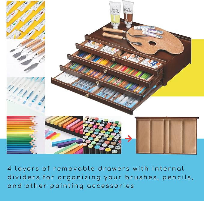 MEEDEN 4-Tier Artist Supply Storage Box: Art Organizer with Compartments