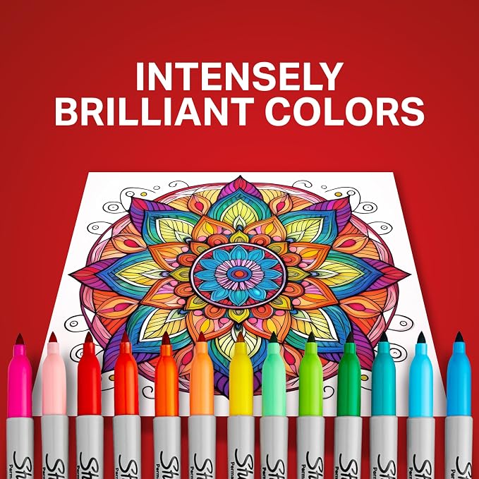 Sharpie Electro Pop Permanent Markers, Marker Set, Assorted Colors, 24 Count - Coloring, Drawing, Art, Markers, Writing, Fine Tip (Pack of 6)