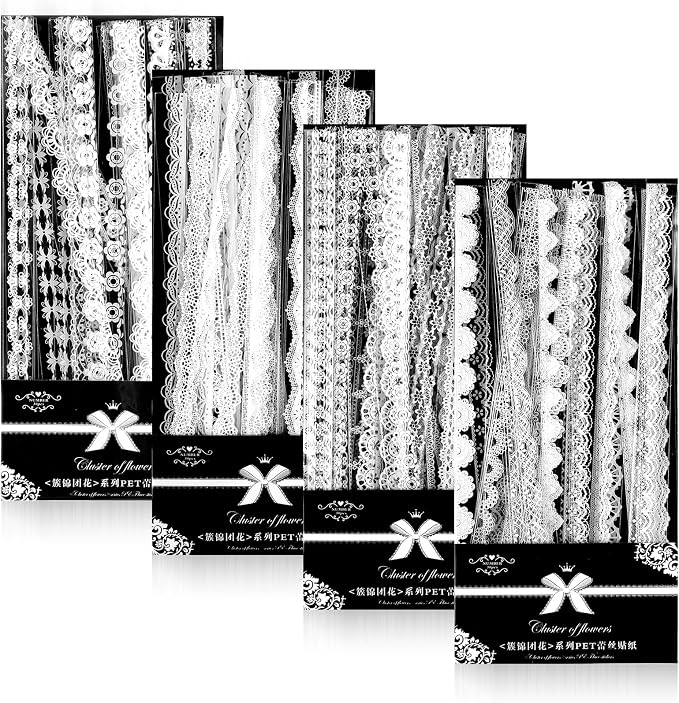 120 Pcs Coquette Lace Stickers - Vintage Aesthetic Scrapbook Stickers for Wedding Planners, Journals & Crafts