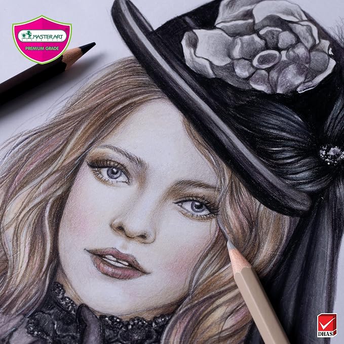MASTERART Greyscale Colored Pencils 12 Colors for Kids and Adults Coloring