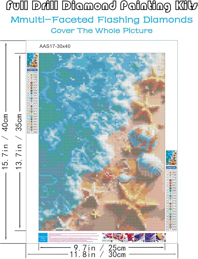 Beach Diamond Art Kits for Adults, 5D Diamond Painting Kits for Beginners