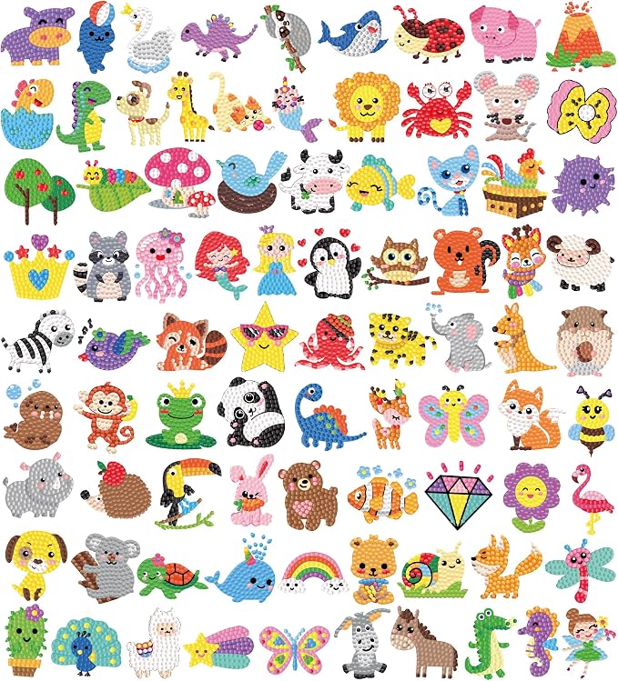 Labeol Diamond Art Kits for Kids Boys and Girls Ages 6-8-10-12 Easy to DIY Creative Diamond Art Sticker Craft by Numbers Kits for Kids and Adult Beginners (Colorful Animal)