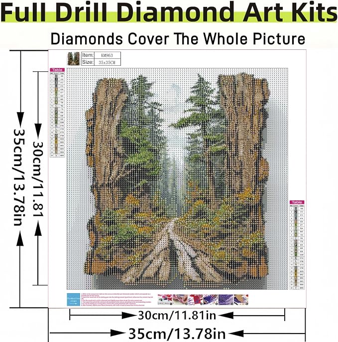 Forest Landscape Diamond Art Kits,5D Diamond Painting for Adult Beginners | DIY Full Drill Round Gem Painting Art for Adults，Home Wall Decor 13.78x13.78 Inch