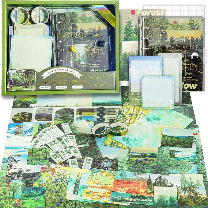Scrapbooking Supplies Kit, A6 Grid Notebook, Vintage Junk Journaling Kit