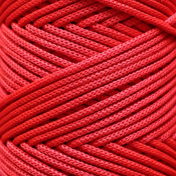 Makromecity, Premium Polyester Macrame Cord 3mm x 131 Yards (394 feet) 3mm Polypropylene Red Macrame Cord Crochet Macrame Bag Cord Crafts for Wall Hangings, Bags, Underplate, Rug