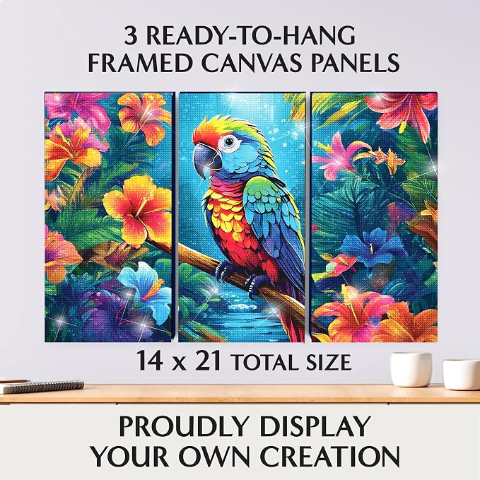 ArtSkills Diamond Painting Kit Framed Canvas Diamond Art - Parrots