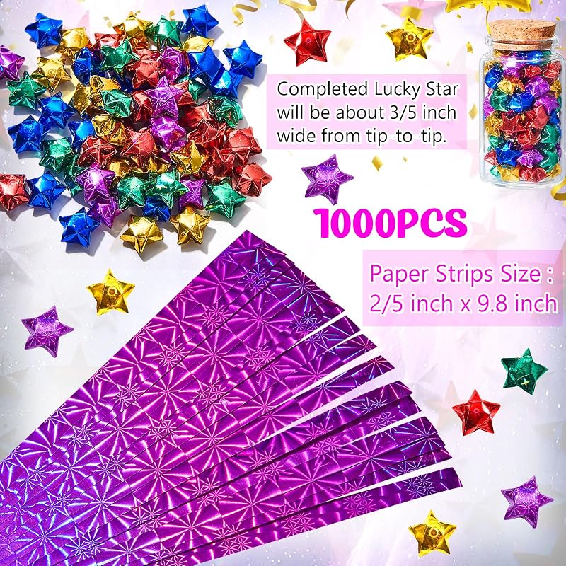 Kigeli 1000 Sheets Origami Star Paper Strips,Assorted Color,Stylish Style