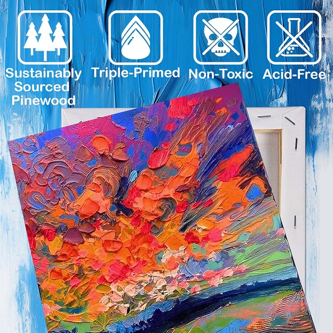 Halobios 4 Packs Blank Canvases for Painting with 8x10in,11x14in(2 of Each), Stretched Canvases for Acrylics, Oils & Other Painting Media, 100% Cotton, 5/8 Inch Profile of Super Value Canvas Pack