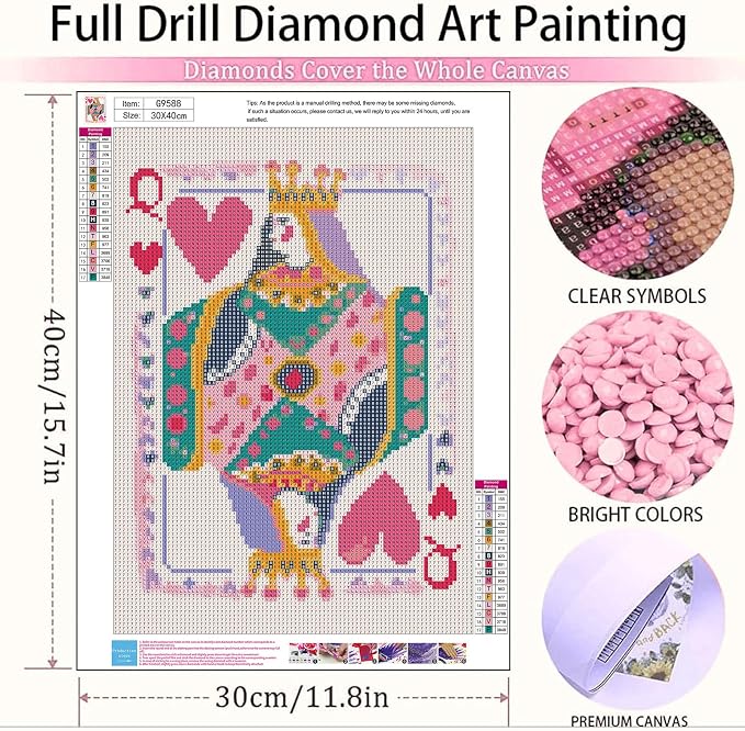 Queen of Hearts Diamond Painting Kits for Adults - Poker Diamond Art Kits