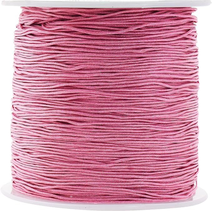 Mandala Crafts 0.5mm Mauve Rattail Nylon Satin Cord for Jewelry Making
