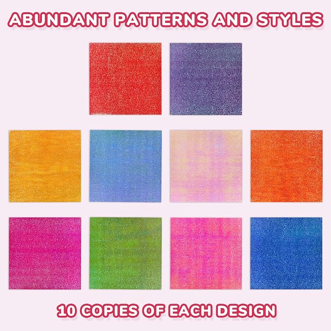 JoyCat Textured Origami Paper, 50 Sheets with Artistic Patterns, 6x6 Inch | Durable textured sheets with artistic patterns hold crisp folds and add tactile detail to origami, cards and paper crafts.