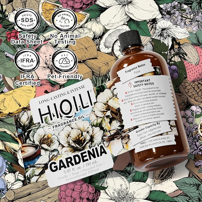 HIQILI Gardenia Fragrance Oil, DIY Women Perfume & Body Spray - 5.07 Fl Oz