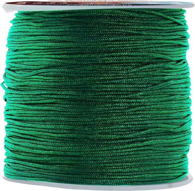 Mandala Crafts 0.8mm Dark Green Rattail Nylon Satin Cord for Jewelry Making