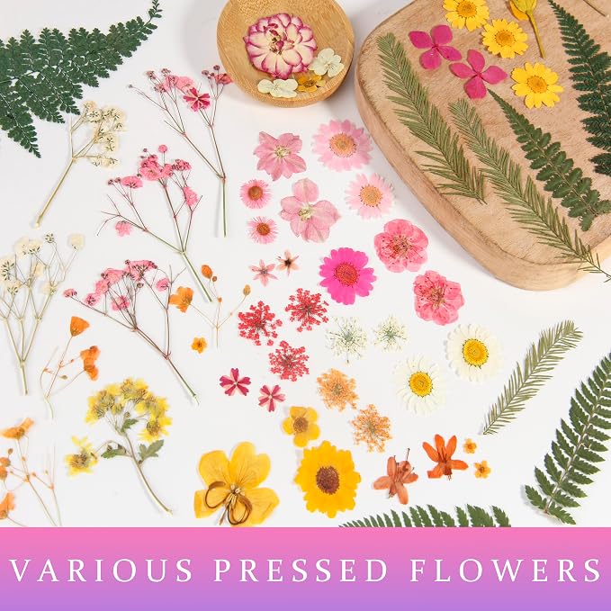 110+PCS Pressed Flowers for Resin Molds, Colorful-A | Real Dried Flower Leaves, For Resin Jewelry Making, For Scrapbooking Crafts DIY, For Soap Candles Making, For Nails Décor