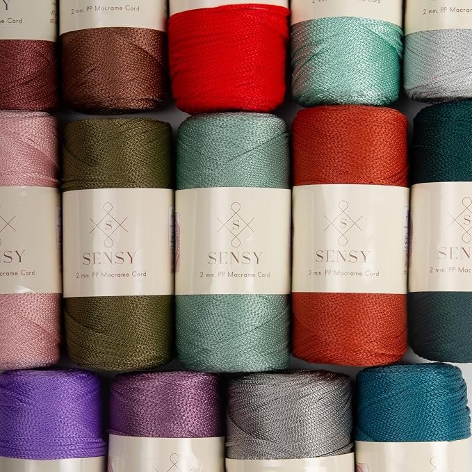 S Sensy 2mm - Premium Polypropylene Macrame Cord, 5 Skein Brown, 252 Yards