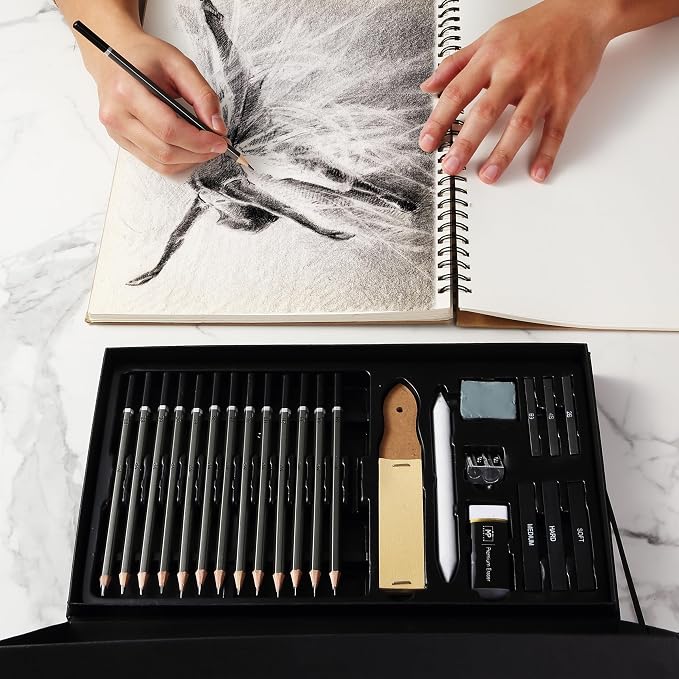 Mr. Pen- Drawing Sketching Pencil Set, 25 pcs, Graphite Pencils (10B-6H) | Graphite Sticks, Erasers, Sharpener, Blending Stump & Sandpaper Pad for Drawing, Shading & Art Projects