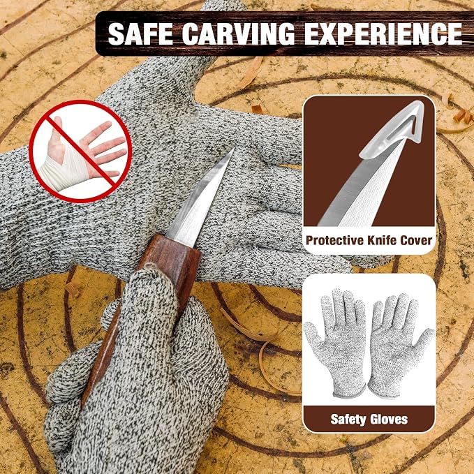 Wood Carving Kit, 23pcs Wood Carving Tools with 4 Wood Carving Knives 5 Detail Knives 9 Blocks, Whittling Kit DIY Hobbies for Adults