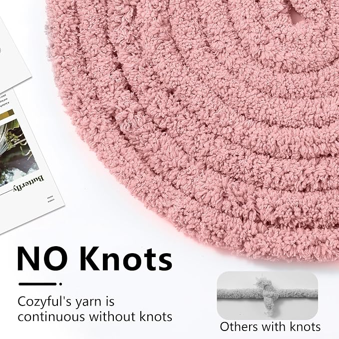 Cozyful Chunky Yarn for Hand Knitting - #10 Chunky Chenille Yarn, Jumbo Big Thick Chunky Yarns for Crocheting, Super Bulky Chunky Knit Blanket Yarns, 8 Skein (22 yds 8 oz Each Skein), Dusty Pink