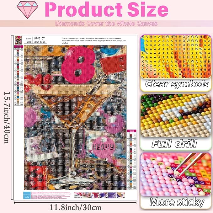 Retro Wine Glass Diamond Art Kits for Adults Diamond Painting Kit for Adult