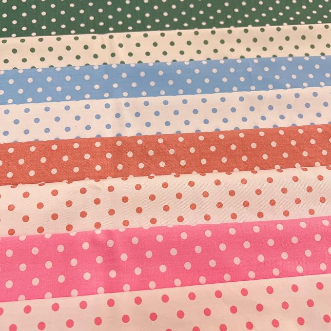 Cotton Fabric DIY Making Supplies Quilting Patchwork Fabric Fat Quarter Bundles DIY for Quilting Cotton Patchwork Cushions (8pcs Dot, 20" x 20")